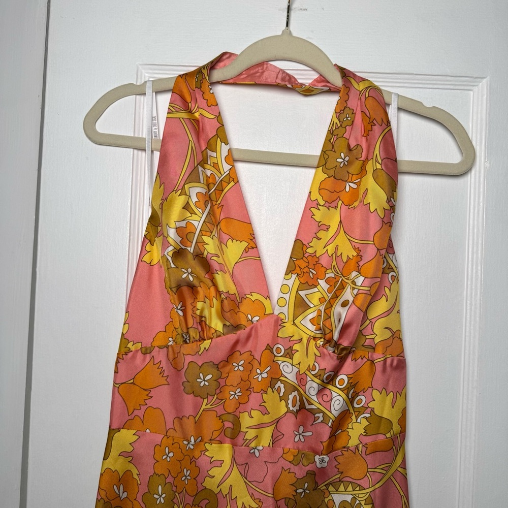 Laundry by Shelli Segal Vintage 90s 100% Silk Halter Dress NEW 10 - Picture 5 of 13